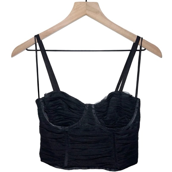 Alice + Olivia Damia Ruched Bustier Top in Black - Picture 3 of 7